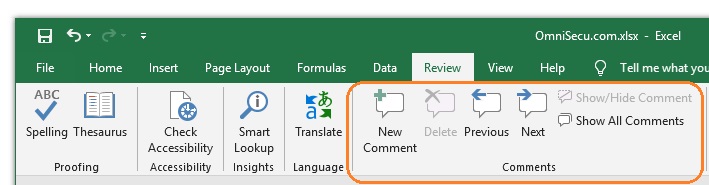  Review Tab Comments Group