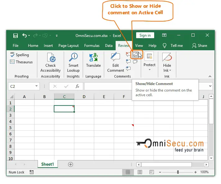 Show or hide comment on single Excel worksheet Cell