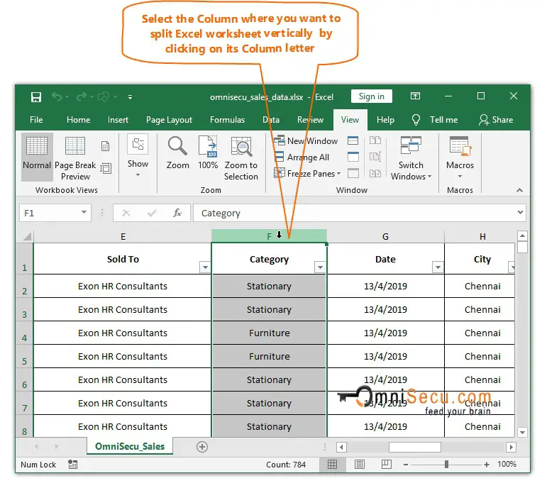  Split Panes Column Select Column 