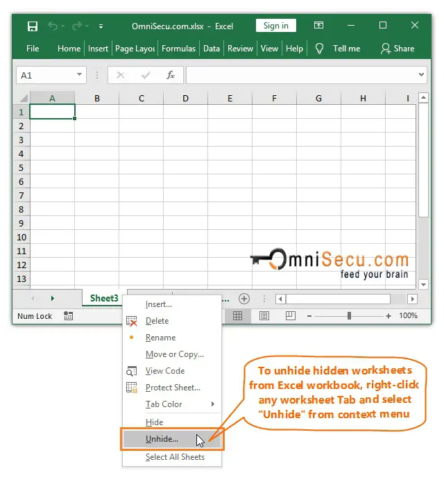  Unhide hidden worksheets from Excel workbook