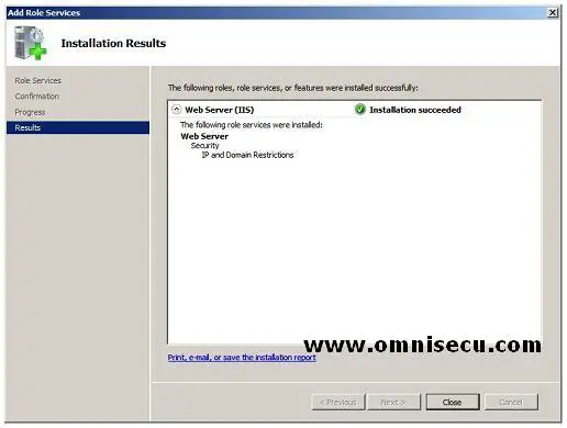 Add role services IP and Domain Restrictions Installation Results.jpg