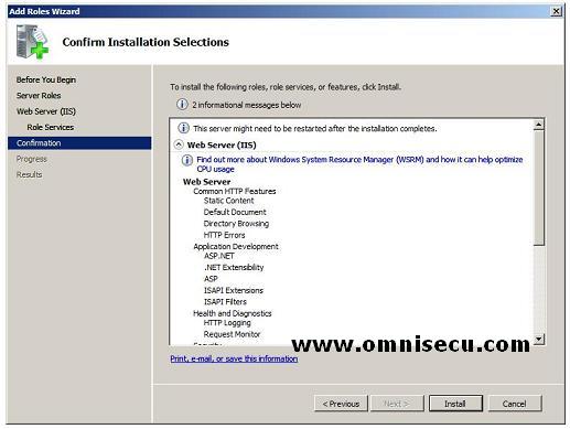 Confirm Installation Selections