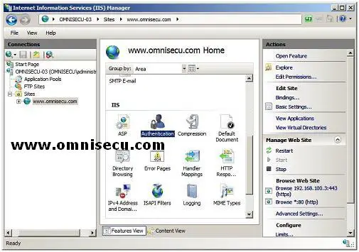 Internet Information Services IIS Manager Authentication