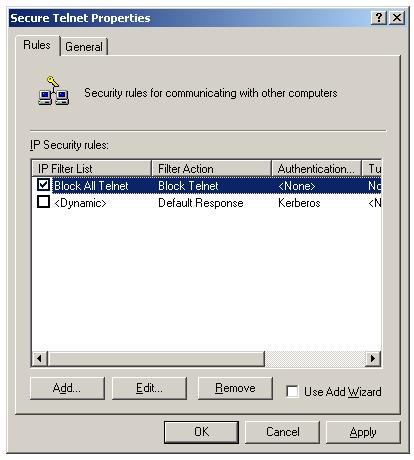 IPSec policy to allow secure Traffic