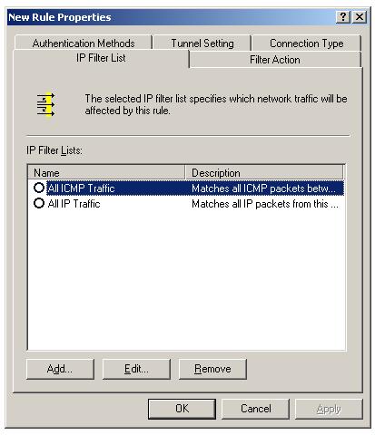 New IPSec Rule properties