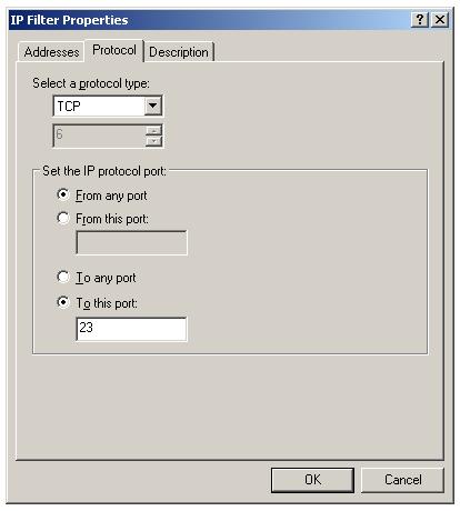 Configure protocol and port number to enable secure traffic