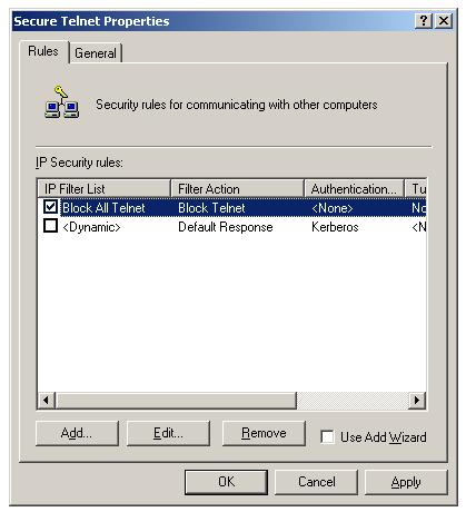 IPSec rule created