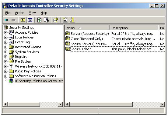 Secure Telnet IPSec Policy