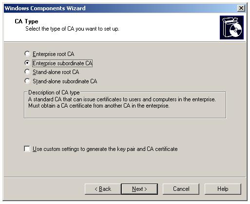 Installing Enterprise Subordinate Certificate Authority - Enterprise subordinate CA