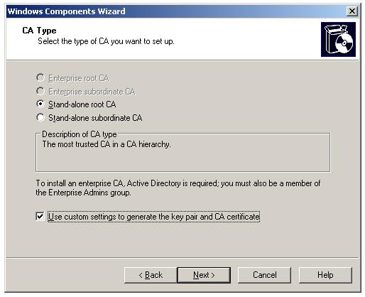 Installing Standalone offline Root CA - Select Standalone Root CA