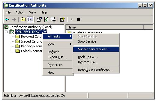 Submit new Request to Root CA