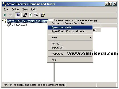Active Directory Domains and Trusts Context Menu