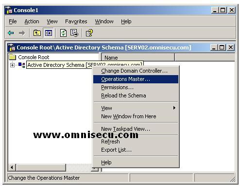 Active Directory Schema MMC Operations Master Context menu