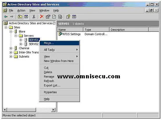 Active Directory Sites and Services snap-in How to move domain controller