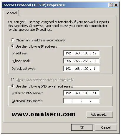 Add Computer to Active Directory Domain - Configure DNS IP Address
