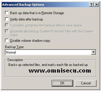 ntbackup advanced backup options