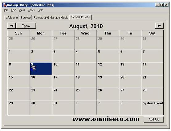 ntbackup schedule jobs tab