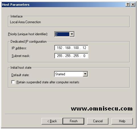 Add node to Network Load Balancing Cluster - Host Properties