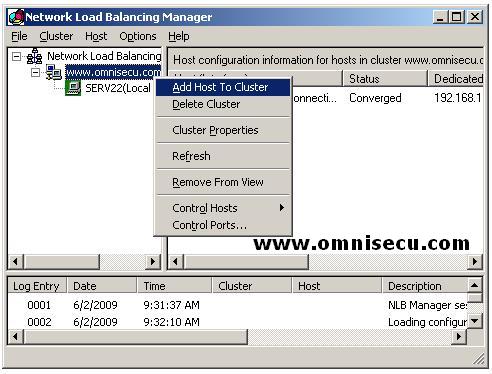 Add node to Network Load Balancing Cluster - Cluster Properties