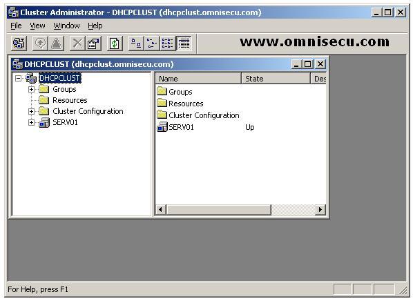 Failover server cluster administratrator GUI tool new cluster