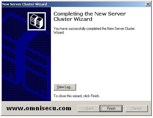 New Cluster wizard Completing