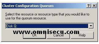 New Cluster wizard Configuration Quorum