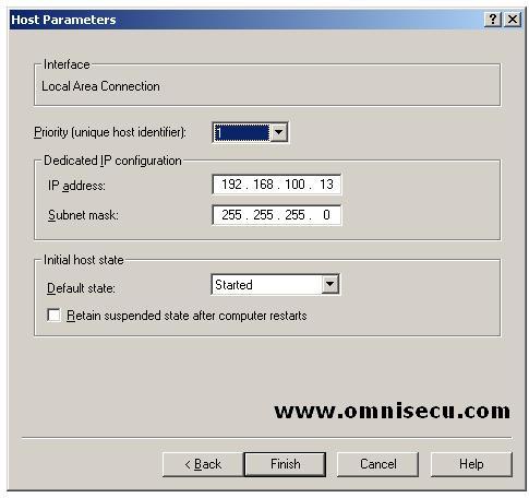 Network Load Balancing Manager nlbmgr.exe - New Cluster - Host Parameters