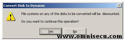 Convert to dynamic disks file system unmount