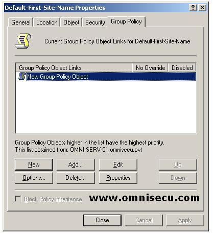 Active Directory Site New Group Policy