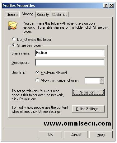 Folder Properties Sharing Tab