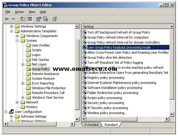 Group Policy Editor Loopback Setting