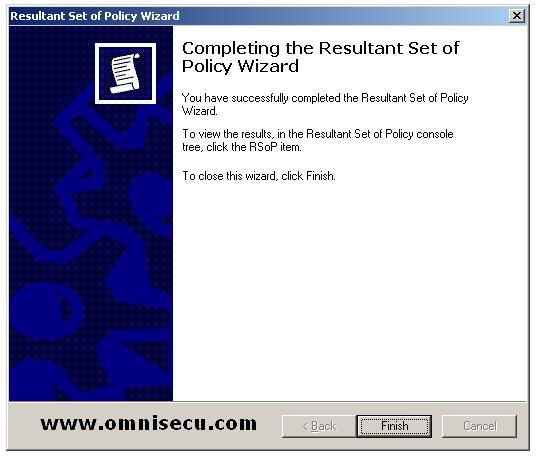 Resultant Set of Policy RSOP wizard Completing