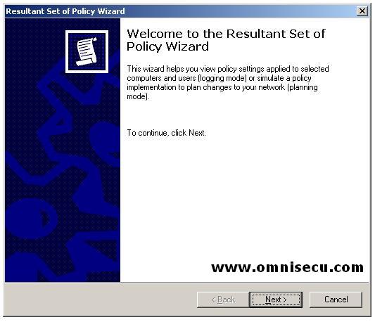 Resultant Set of Policy (RSoP) wizard