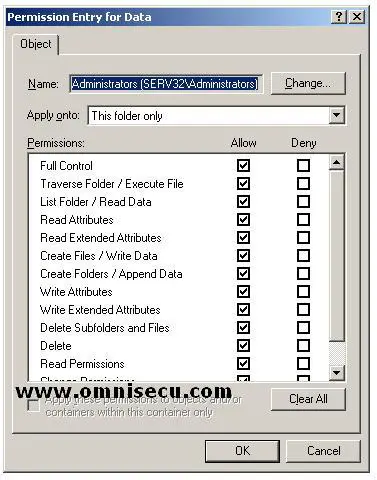 Access Control List ACL Editor Special Permissions
