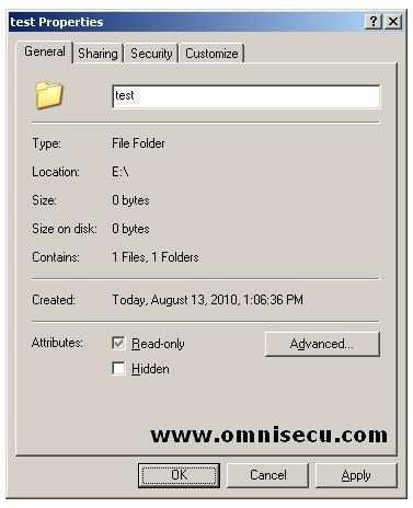 Folder Properties General Tab