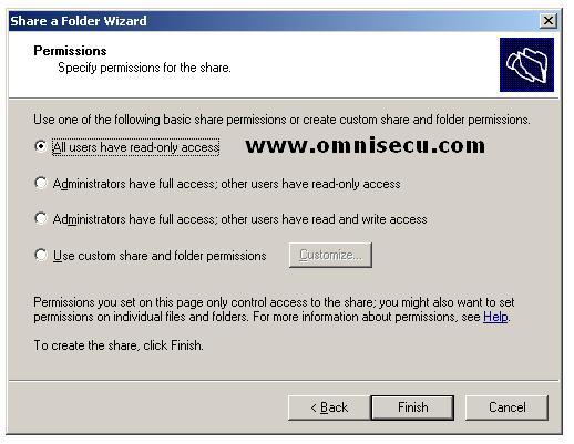Share a folder wizard permissions