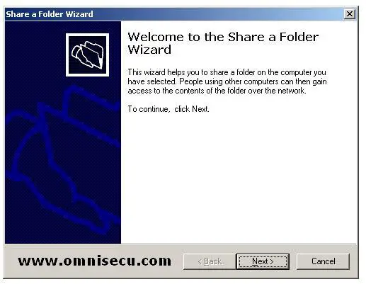 Shared folders snap-in share a folder wizard
