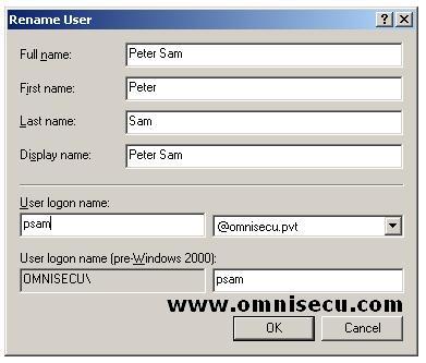Active Directory user rename enter user attributes