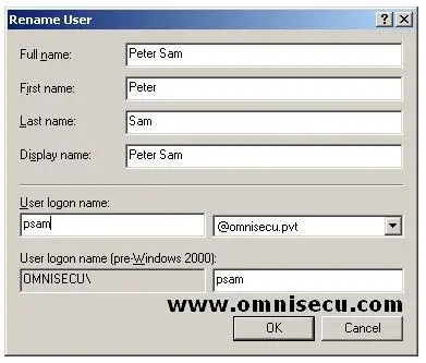 Active Directory user rename enter user attributes