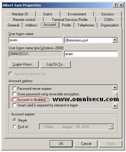 Enable Disable Active Directory Domain User Account