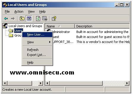 Local Users and Groups New User