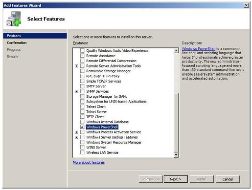 PowerShell installation add features wizard